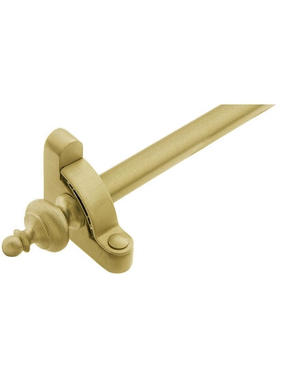 28 1/2 inch Heritage Urn Tip Stair Rod - 1/2 inch Diameter Brass With Standard Brackets in Satin Brass.
